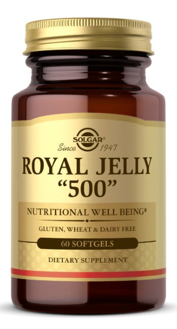 Solgar's Royal Jelly "500" 60 Softgels - aumenta a energia natural e melhora a disposição.