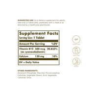 Thumbnail for Vitamin B12 500 mcg 100 Tablets - supplement facts