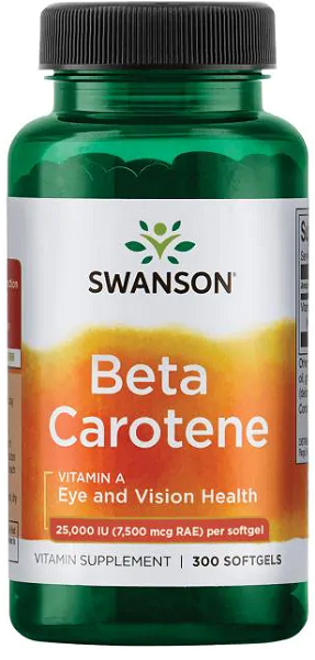 Beta-Caroteno - 25000 UI 300 cápsulas de gelatina mole suplemento alimentar de Swanson.