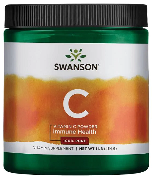 Swanson Vitamin C Powder - 454 grams provides the essential nutrient Vitamin C, known for its antioxidant power and ability to support the immune system.