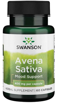 Miniatura de Um frasco de Swanson Avena Sativa - 400 mg 60 cápsulas de apoio ao humor.