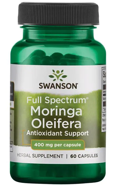 Swanson Moringa Oleifera - 400 mg 60 cápsulas apoio antioxidante para reduzir o stress oxidativo e os danos celulares.