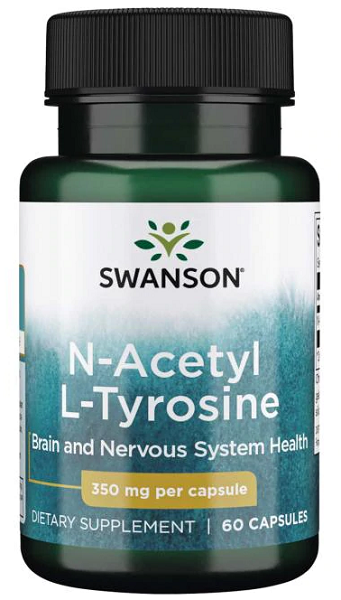 O Swanson N-Acetil L-Tirosina - 350 mg 60 cápsulas é um suplemento alimentar que ajuda na absorção de nutrientes, melhora a regulação do humor e melhora a concentração.