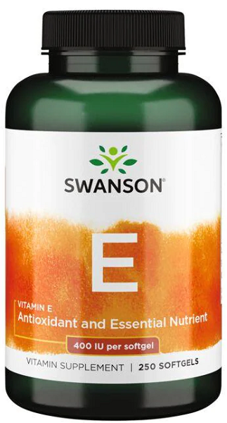 Swanson Vitamina E - Natural 400 UI 250 cápsulas de gelatina mole - Apoio antioxidante e elevada absorção