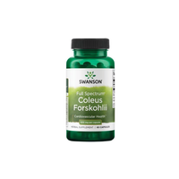 Thumbnail for The green bottle of Swanson's Coleus Forskohlii supplement, designed to support cardiovascular health and weight management, includes 60 capsules at 400 mg each.