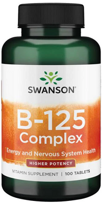 Thumbnail for Replace the product in the sentence with: Swanson Vitamin B-125 Complex - 100 Tablets, a dietary supplement for energy and cardiovascular health.