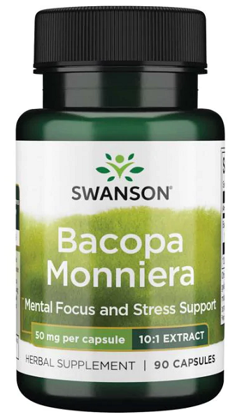 Swanson Bacopa Monnieri 10:1 Extract é um suplemento alimentar que promove a concentração mental e reduz o stress.
