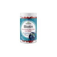 Miniatura de Um frasco de Swanson's Biotin 5000 mcg 60 Gummies - Blueberry.