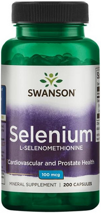 Miniatura de L-Selenometionina em cápsulas de Swanson oferece-te apoio antioxidante para a saúde cardiovascular e da próstata.