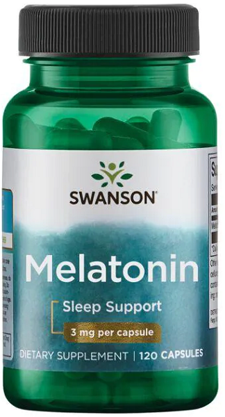Swanson Melatonina - 3 mg 120 cápsulas de apoio ao sono.