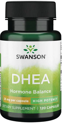 Miniatura de Um frasco de Swanson DHEA - High Potency - 25 mg 120 cápsulas equilíbrio hormonal.