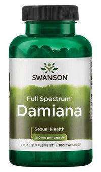 Miniatura de um frasco de Swanson Damiana - 510 mg 100 cápsulas.