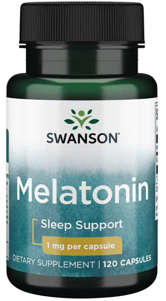 Swanson Melatonina - 1 mg 120 cápsulas de apoio ao sono.