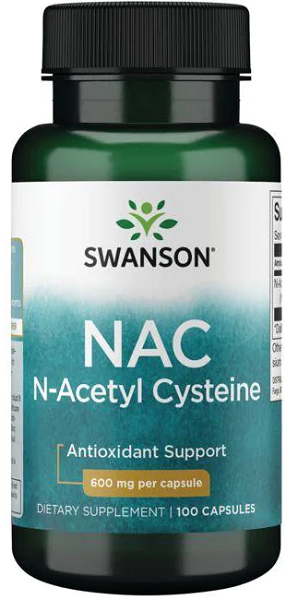 Swanson N-Acetil Cisteína - 600 mg 100 cápsulas é um poderoso suplemento antioxidante que ajuda na desintoxicação e promove a saúde do fígado.