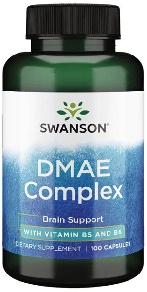Um frasco de Swanson DMAE Complex 100 caps.