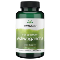 Thumbnail for Swanson's Ashwagandha 450 mg, with roots in Ayurvedic medicine, provides stress support in each of its 100 capsules.