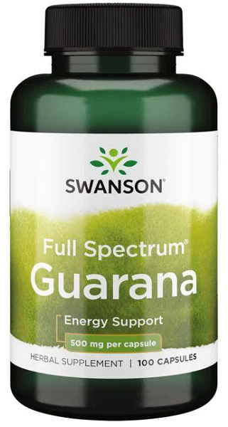 Swanson Guaraná - 500 mg 100 cápsulas de apoio energético.