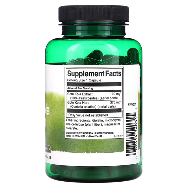 Gotu Kola Extract - Standardized 120 Capsules