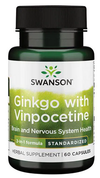 Miniatura de Swanson Ginkgo com Vinpocetina - 60 cápsulas.