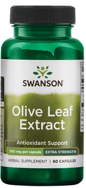 Swanson O extrato de folha de oliveira - 750 mg 60 cápsulas é um suplemento poderoso conhecido pelas suas propriedades antioxidantes e pela sua capacidade de apoiar as defesas imunitárias.