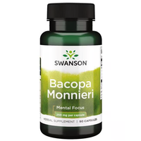 Thumbnail for Discover the adaptogenic benefits of Swanson Bacopa Monnieri, an Ayurvedic herbal supplement. Each bottle offers 90 capsules with 250 mg each, designed to boost mental focus.