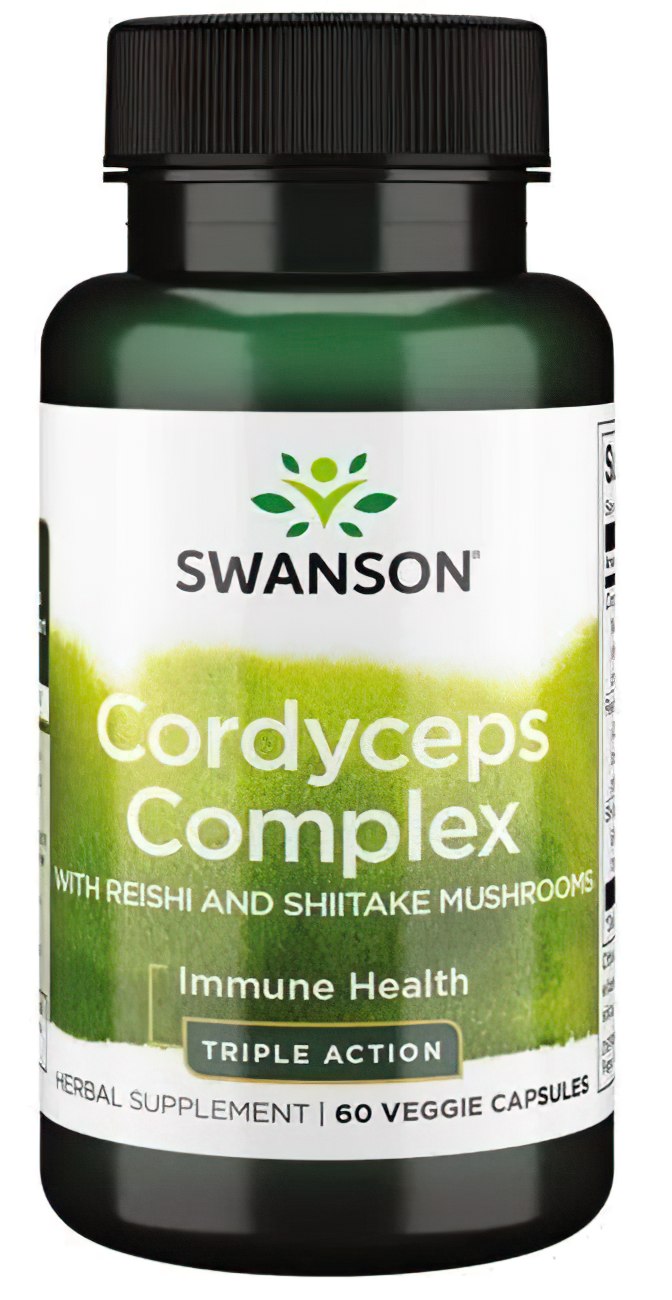 Swanson Cordyceps Complex com Cogumelos Reishi e Shiitake 60 cápsulas vegetais.