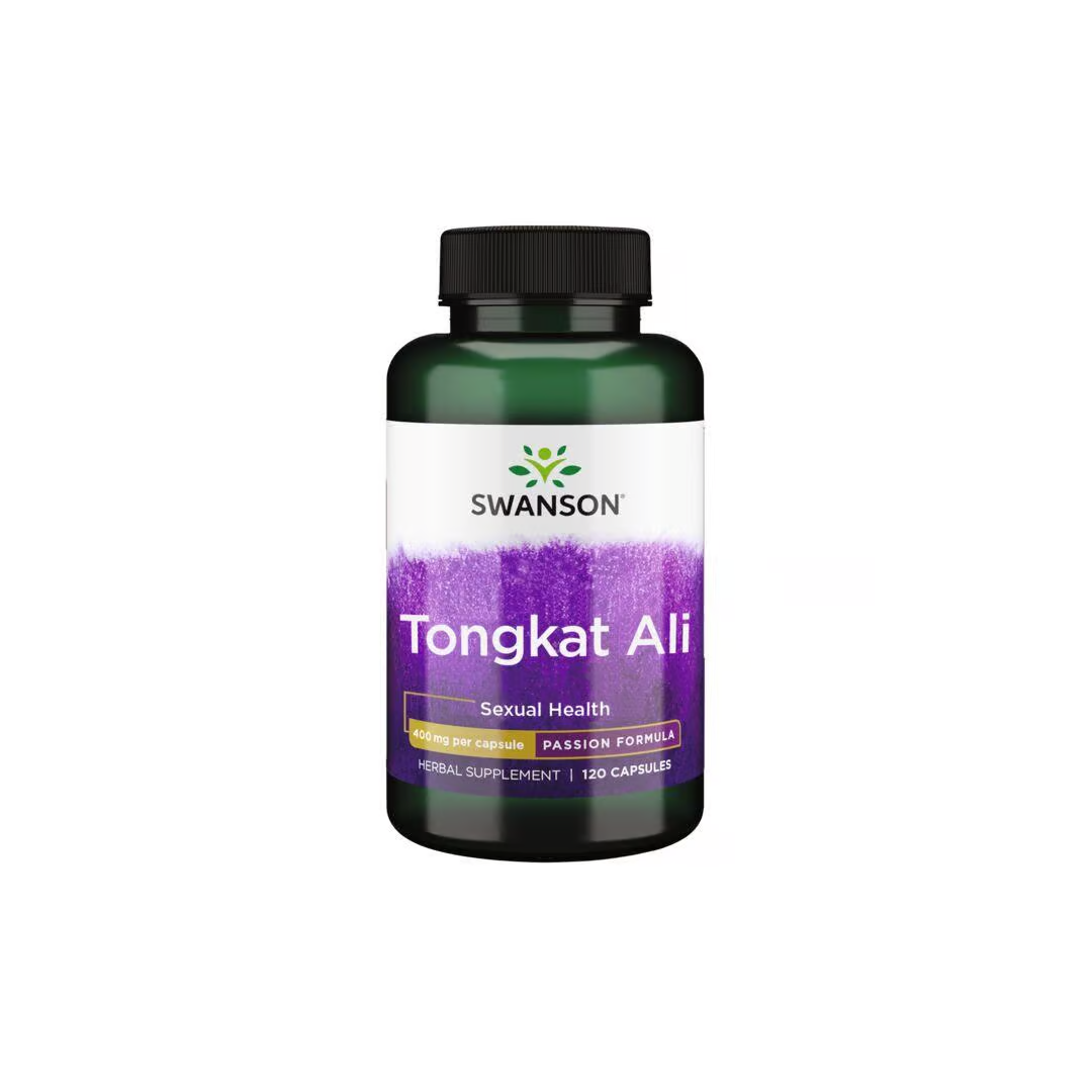 Swanson's Tongkat Ali 400 mg, also called Pasak Bumi, offers 120 capsules designed as a natural aphrodisiac to boost sexual health, vitality, and well-being.