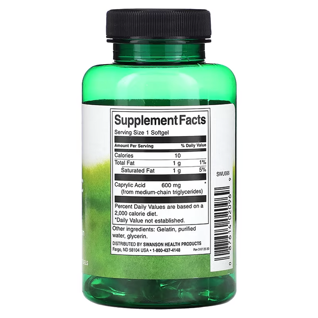 Caprylic Acid 600 mg 60 Softgels