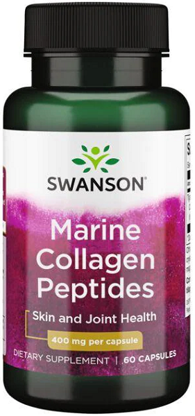 Swanson Colagénio Marinho - 400 mg 60 cápsulas, para a saúde da pele e das articulações.