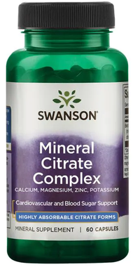 Miniatura de Swanson Multi Mineral Citrate - Calcium, Magnesium, Zinc, Potassium - 60 capsules é um suplemento em forma de citrato altamente absorvível que apoia o metabolismo dos lípidos no sangue e o metabolismo da glicose no sangue.