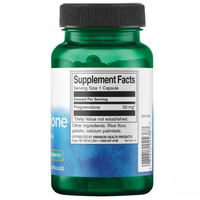 Thumbnail for The Swanson Pregnenolone 50 mg Super Strength supplement comes in a green bottle with 60 capsules. Each capsule contains 50 mg of pregnenolone and includes rice flour, gelatin, and calcium palmitate.