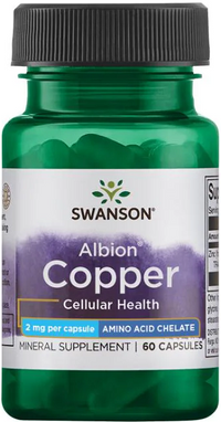 Miniatura de Swanson Copper - 2 mg 60 cápsulas Albion Chelated cellular health 60 capsules.