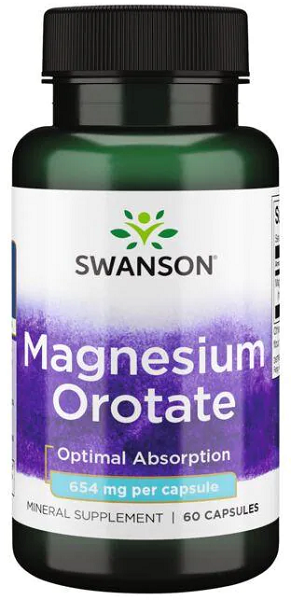 Swanson Orotato de magnésio - 40 mg 60 cápsulas absorção óptima.