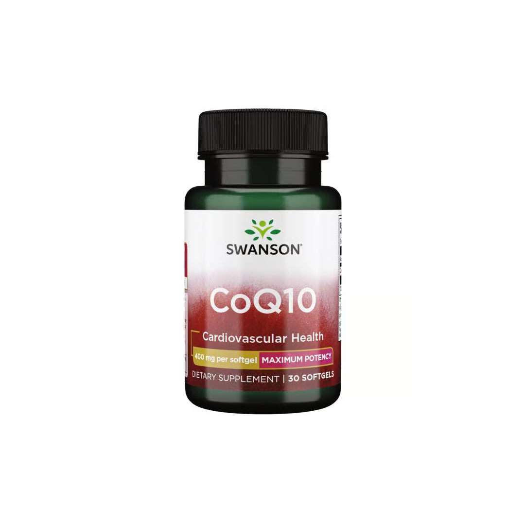 Swanson's Coenzyme Q10 400 mg supplement comes with 30 softgels. It's expertly crafted for cardiovascular health, supporting energy production and providing strong antioxidant benefits.