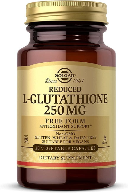 O L-Glutatião Reduzido 250 mg 30 Cápsulas Vegetais da Solgar é um poderoso antioxidante que contém aminoácidos. Cada dose fornece-te 250 mg deste nutriente essencial.