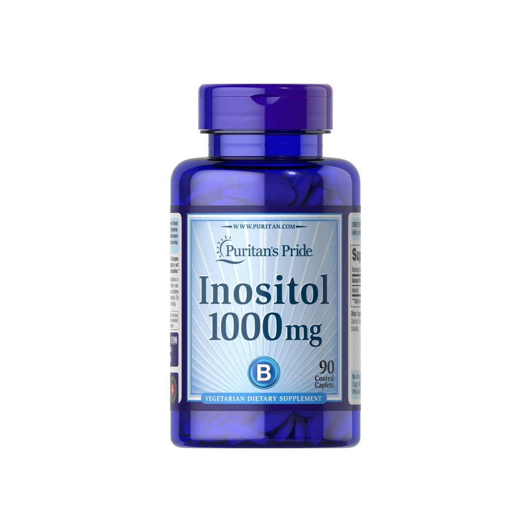 Um frasco de Inositol 1000 mg 90 Caplets da Puritan's Pride.
