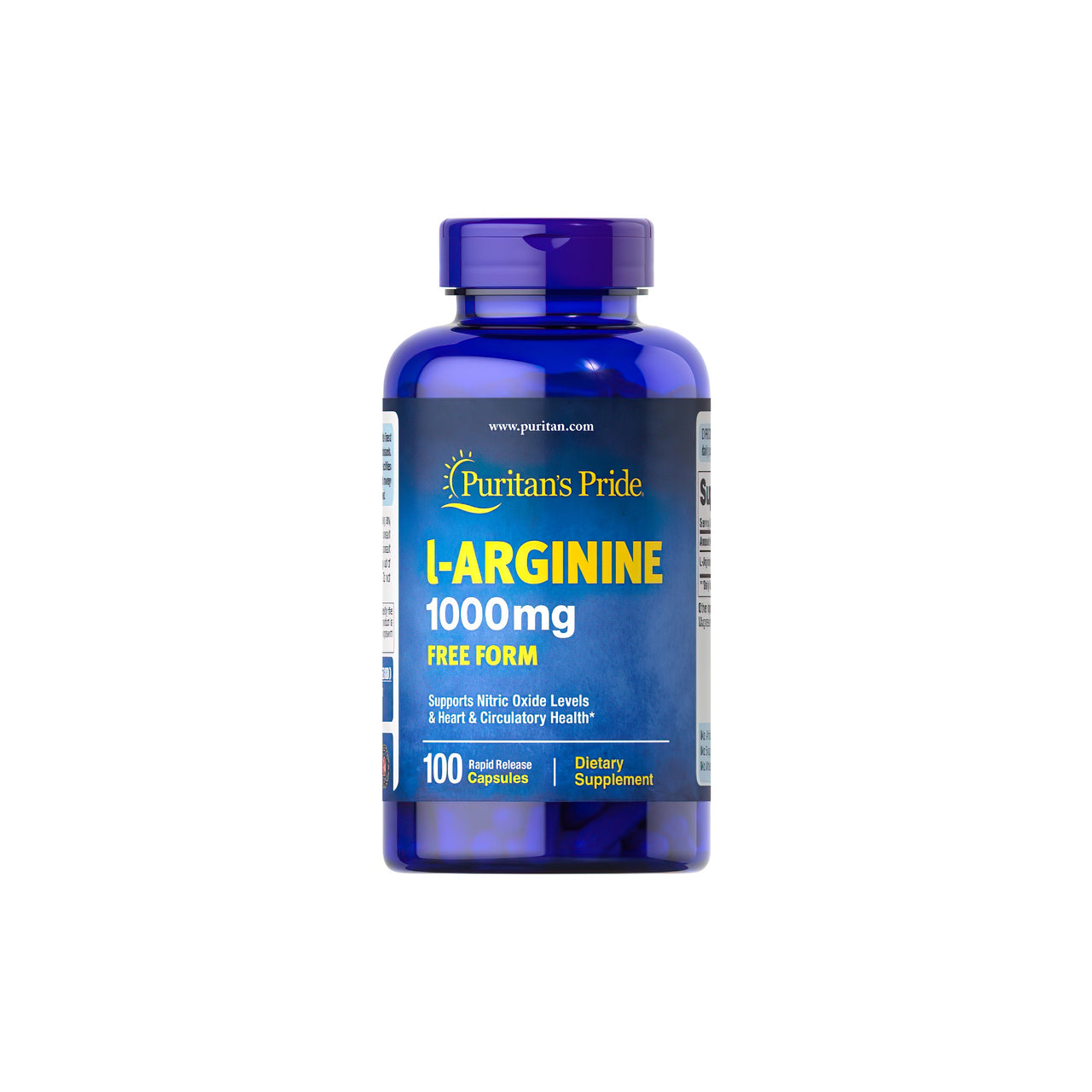 L-arginina 1000 mg Free Form 100 Rapid Release Caps - frente