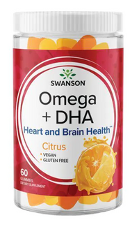 Miniatura de Swanson Omega Plus DHA 60 gomas - Citrus oferece ácidos gordos essenciais para um coração, cérebro e bem-estar geral mais saudáveis. Estas gomas apoiam os níveis de colesterol e triglicéridos.
