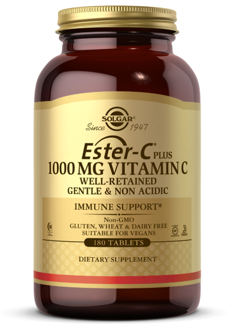 Solgar Ester-C Plus 1000 mg vitamina C 180 comprimidos.