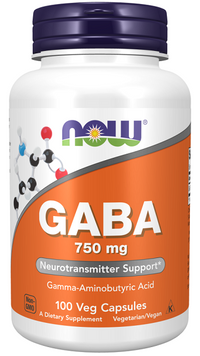 Miniatura de Now Foods GABA 750 mg 100 cápsulas vegetais.