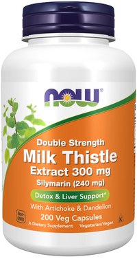 Miniatura de Now Milk Thistle 300 mg Silymarin 200 cápsulas vegetais.