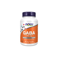 Miniatura de Um frasco de Now Foods GABA 750 mg 100 cápsulas vegetais.
