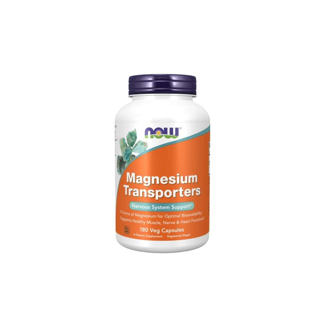 Now Foods Magnesium Transporters 120 mg 180 cápsulas vegetais.