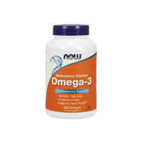 Miniatura de Um frasco de Now Foods Omega-3 180 EPA/120 DHA 200 softgel, que promove a saúde do coração e a função cerebral.