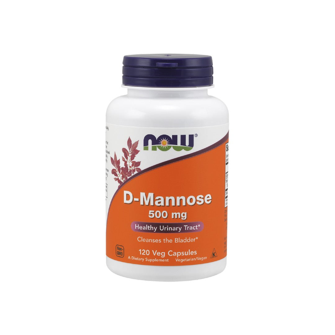Now Foods D-Mannose 500 mg 120 cápsulas vegetais.