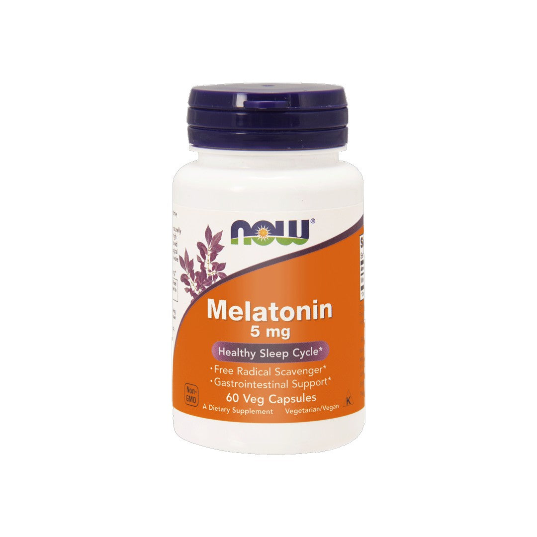 Now Foods Melatonina 5 mg 60 cápsulas vegetais.