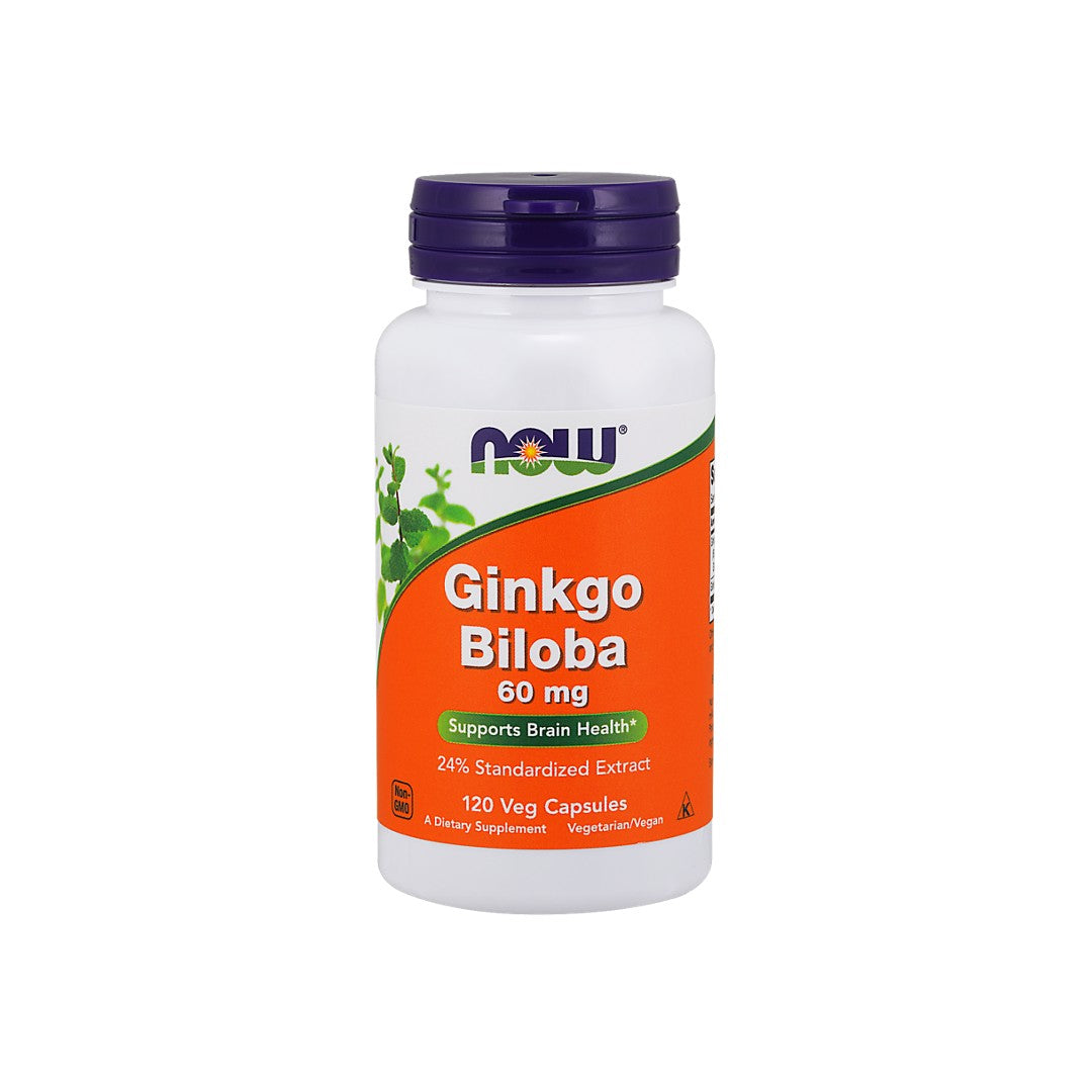 Now Foods Extrato de Ginkgo Biloba 24% 60 mg 120 cápsulas vegetais.