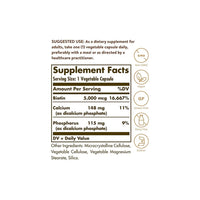 Miniatura de um rótulo do suplemento alimentar Super Potency 50 V Caps da Solgar com uma descrição dos ingredientes.