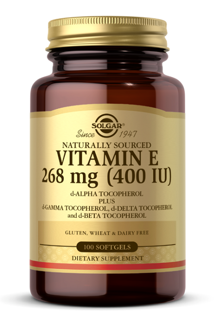 Solgar Vitamina E 268 mg (400 UI) 100 cápsulas moles para a saúde cardiovascular e apoio antioxidante.