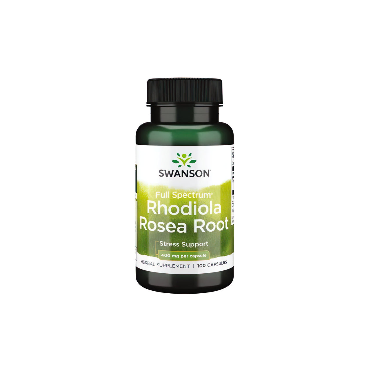 Swanson Raiz de Rhodiola Rosea 400 mg 100 Cápsulas, uma erva adaptogénica conhecida por combater o stress.